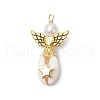 2Pcs 2 Colors Natural Cowrie Shell Copper Wire Wrapped Angel Pendants PALLOY-JF03662-01-3