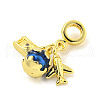 Rack Plating Brass Pave Clear Cubic Zirconia European Dangle Charms KK-P270-01G-2