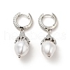 ABS Imitation Pearls Drop Dangle Hoop Earrings with Clear Cubic Zirconia EJEW-F288-02P-1