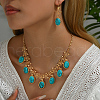 Middle Eastern Synthetic Turquoise & Alloy Oval Pendant Necklace & Earrings Sets for Wedding AL5666-4