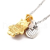 Two Tone Owl and Heart Pendant Necklace NJEW-I113-15PG-3