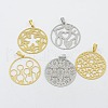 304 Stainless Steel Textured Filigree Pendants STAS-M001-03-1