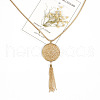 Alloy Disc Pendant Tassel Necklaces FS-WGC2B9A-01-4