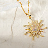 Vintage Elegant Brass Micro Pave Cubic Zirconed Sunflower Pendant Necklaces HC3045-4