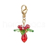 Glass & Acrylic & Shell Pearl Flower Pendant Decorations HJEW-MZ00209-03-2