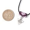 Glass Seed Beaded & Alloy Triangle Evil Eye Pendant Necklaces NJEW-MZ00110-05-3