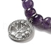Natural Amethyst Round Beaded Chakra Stretch Bracelets BJEW-K251-01D-3