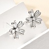 Flower Brass Micro Pave Cubic Zirconia Stud Earrings & Pendant Necklaces Sets SJEW-Z002-02P-3