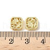 Square with Flower Brass Beads KK-K293-71G-3