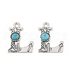 Synthetic Turquoise & Alloy Pendants PALLOY-H146-01AS-L-1