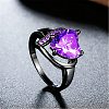 Heart Brass Micro Pave Cubic Zirconia Finger Rings FS-WG4D14B-08-1