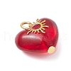3Pcs 3 Styles Brass Glass Heart Pendants PALLOY-JF03688-01-4