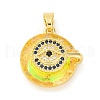 Brass Pendants with Cubic Zirconia and Glass KK-D536-21G-03-1