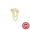 Moon 925 Sterling Silver Micro Pave Clear Cubic Zirconia Cartilage Earrings with Tassel Chains FS-WGA2317-05-2