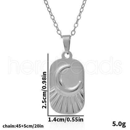 Stainless Steel Rectangle with Moon Pendant Necklaces for Women IT7589-1-1