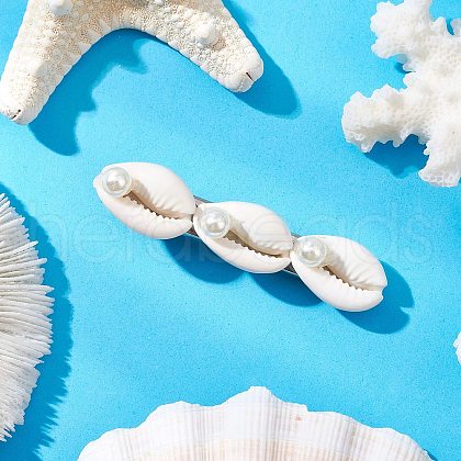 Cowrie Shell Shape Iron Flat Alligator Hair Clips PHAR-JH00126-1