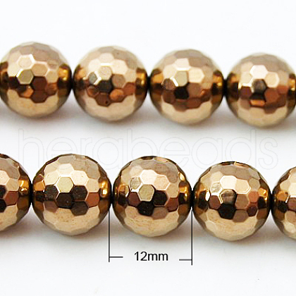 Non-magnetic Synthetic Hematite Beads Strands G-G092-12mm-1
