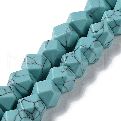 Synthetic Dyad Turquoise Star Cut Round Beads Strands G-M418-C02-01-1