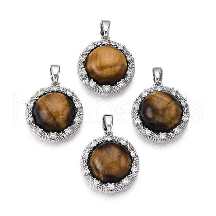Natural Tiger Eye Pendants KK-N258-11P-1