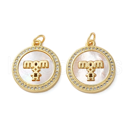 Brass Micro Pave Cubic Zirconia Pendants KK-U070-04B-G-1