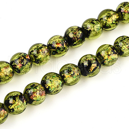 Handmade Foil Glass Beads Strands FOIL-N029-05D-1