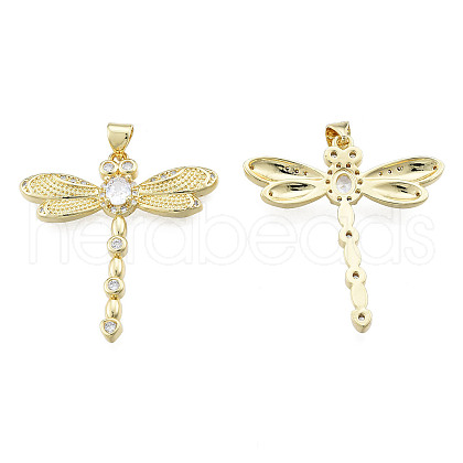 Brass Micro Pave Clear Cubic Zirconia Pendants ZIRC-N039-258-1