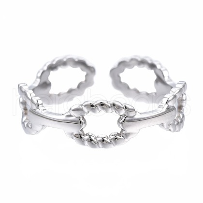 Non-Tarnish 304 Stainless Steel Oval Wrap Open Cuff Ring RJEW-T023-18P-1