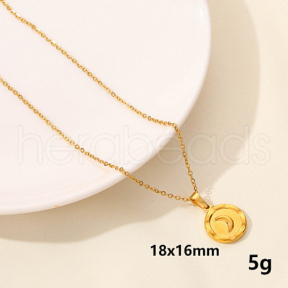 Stainless Steel Flat Round Pendant Necklaces LL9510-2-1