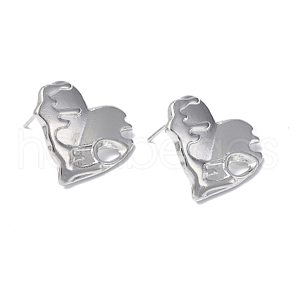 Non-Tarnish 304 Stainless Steel Heart Stud Earrings for Women EJEW-F300-03P-1