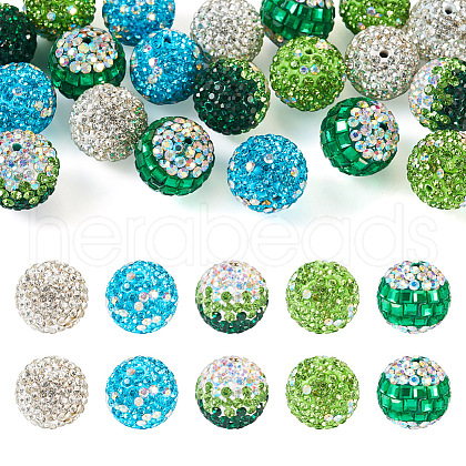 20Pcs 5 Colors Polymer Clay Pave Rhinestone Beads CLAY-TA0001-33-1