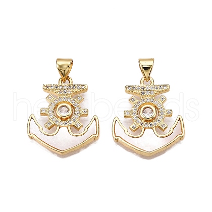 Brass Micro Pave Clear Cubic Zirconia Pendants KK-N254-192G-1