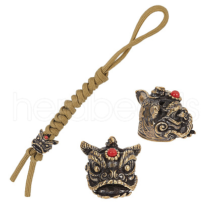 Outdoor EDC Tool Brass Parachute Rope European Beads KK-WH0081-44A-AB-1
