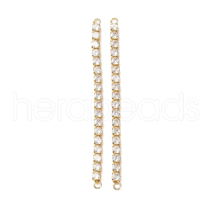 Rack Plating Brass Pave Cubic Zirconia Connector Charms KK-D044-01A-G-03-1