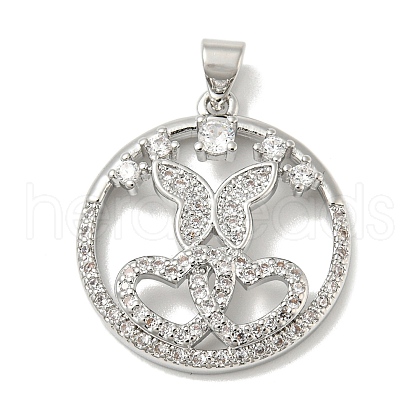 Rack Plating Brass Micro Pave Cubic Zirconia Pendants KK-F869-18P-1