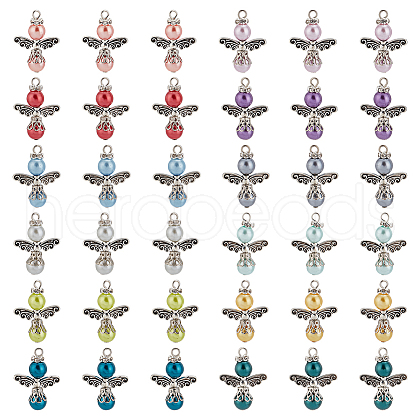  Baking Painted Pearlized Glass Pearl Pendants FIND-PH0008-14-1