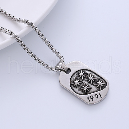 Punk Style Stainless Steel Rectangle Pendant Necklaces MC4347-1