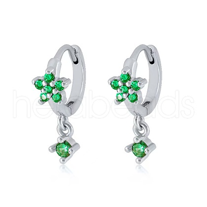 925 Sterling Silver Cubic Zirconia Plum Blossom Hoop Earrings IM8168-4-1