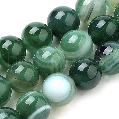 Natural Striped Agate/Banded Agate Beads Strands X-G-S259-04E-6mm-1