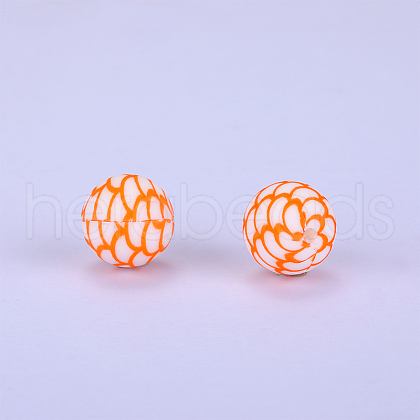 Printed Round Silicone Focal Beads SI-JX0056A-85-1