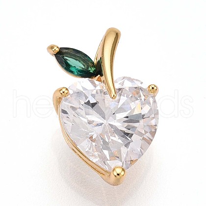 Brass Micro Pave Cubic Zirconia Charms KK-N261-09G-1