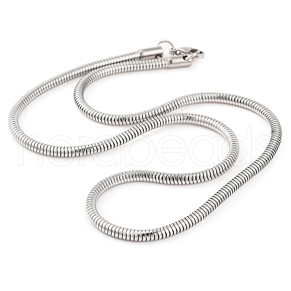 Non-Tarnish 304 Stainless Steel Round Snake Chain Necklaces for Women NJEW-G140-06E-P-1