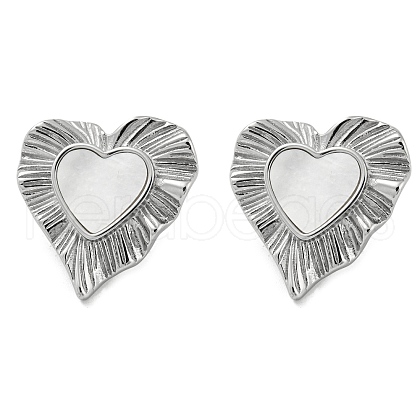304 Stainless Steel Heart Stud Earrings EJEW-M233-20P-1