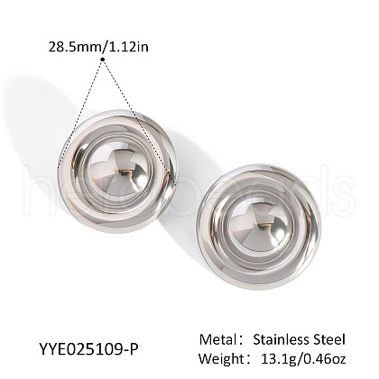European Stainless Steel Flat Round Stud Earrings DC0079-2-1