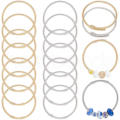 SUNNYCLUE 20Pcs 2 Colors Stainless Steel Twisted Ring Open Cuff Bangles BJEW-SC0001-33-1