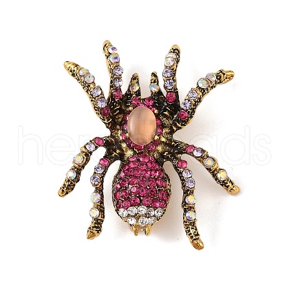 Holloween Spider Alloy Rhinestone Brooches JEWB-S023-02C-1
