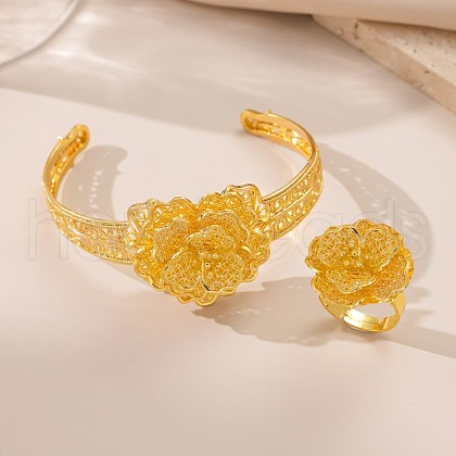Flower Alloy Cuff Bangles & Rings Sets FS-WG06BDC-01-1