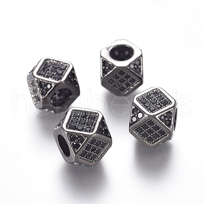 Brass Micro Pave Cubic Zirconia Beads ZIRC-L088-01A-B-1