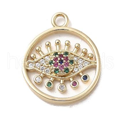 Brass Micro Pave Clear Cubic Zirconia Pendants KK-M275-35G-1