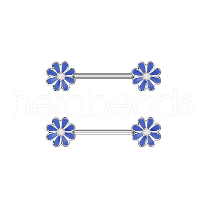 304 Stainless Steel Enamel Flower Nipple Barbells WG20A72-03-1