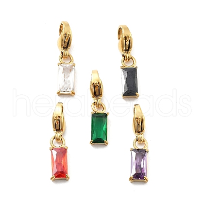 Rectangle 304 Stainless Steel Rhinestone Pendant Decoration STAS-L283-49G-1